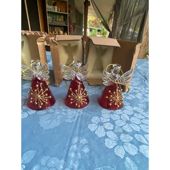 Glass angels red and gold. Set of Three (3) Christmas Ornaments NIB - Picture 13 of 16